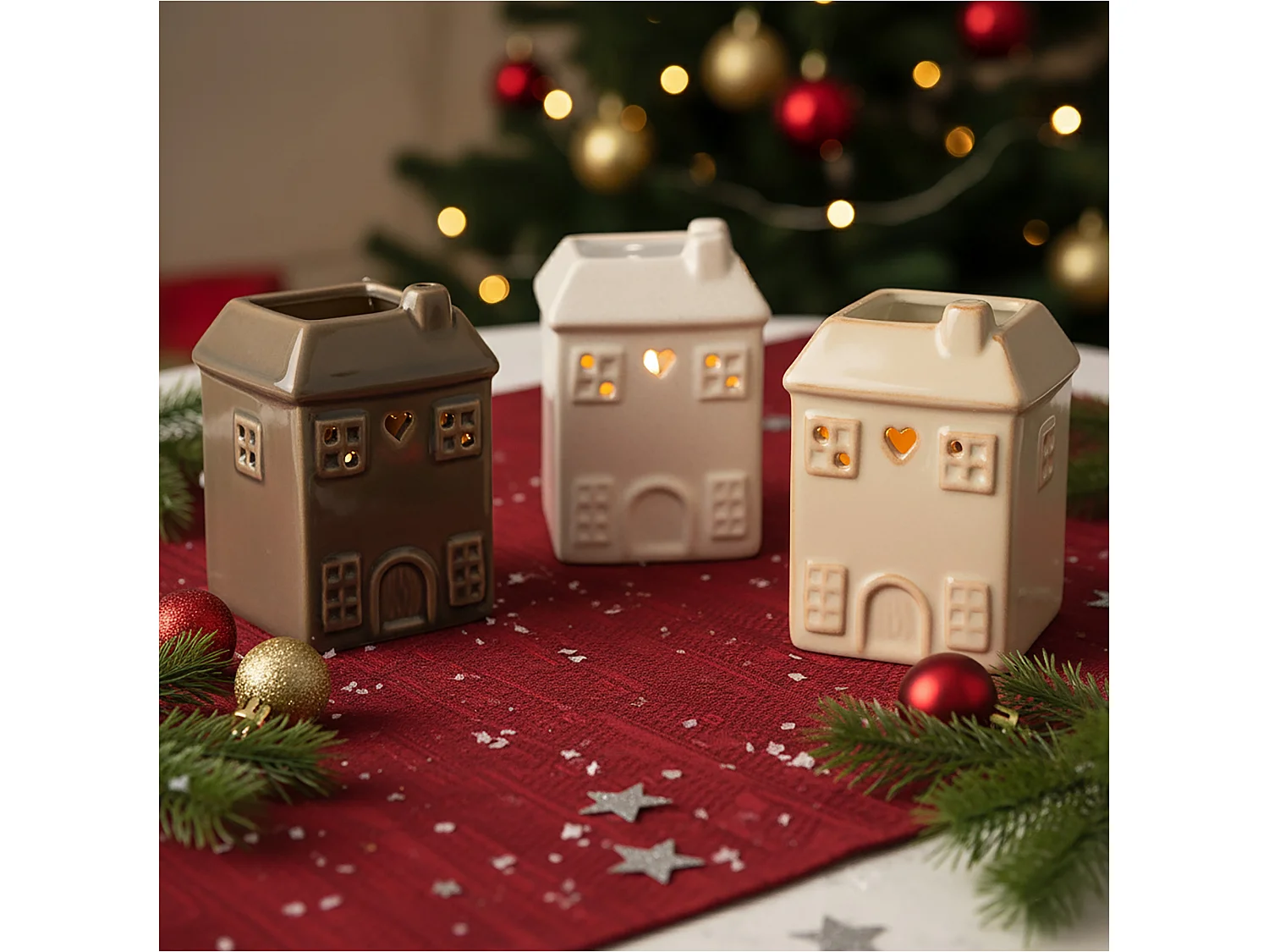 Brûle-parfum maison décoratif en dolomite blanc 6,5x6,5x9,7 cm