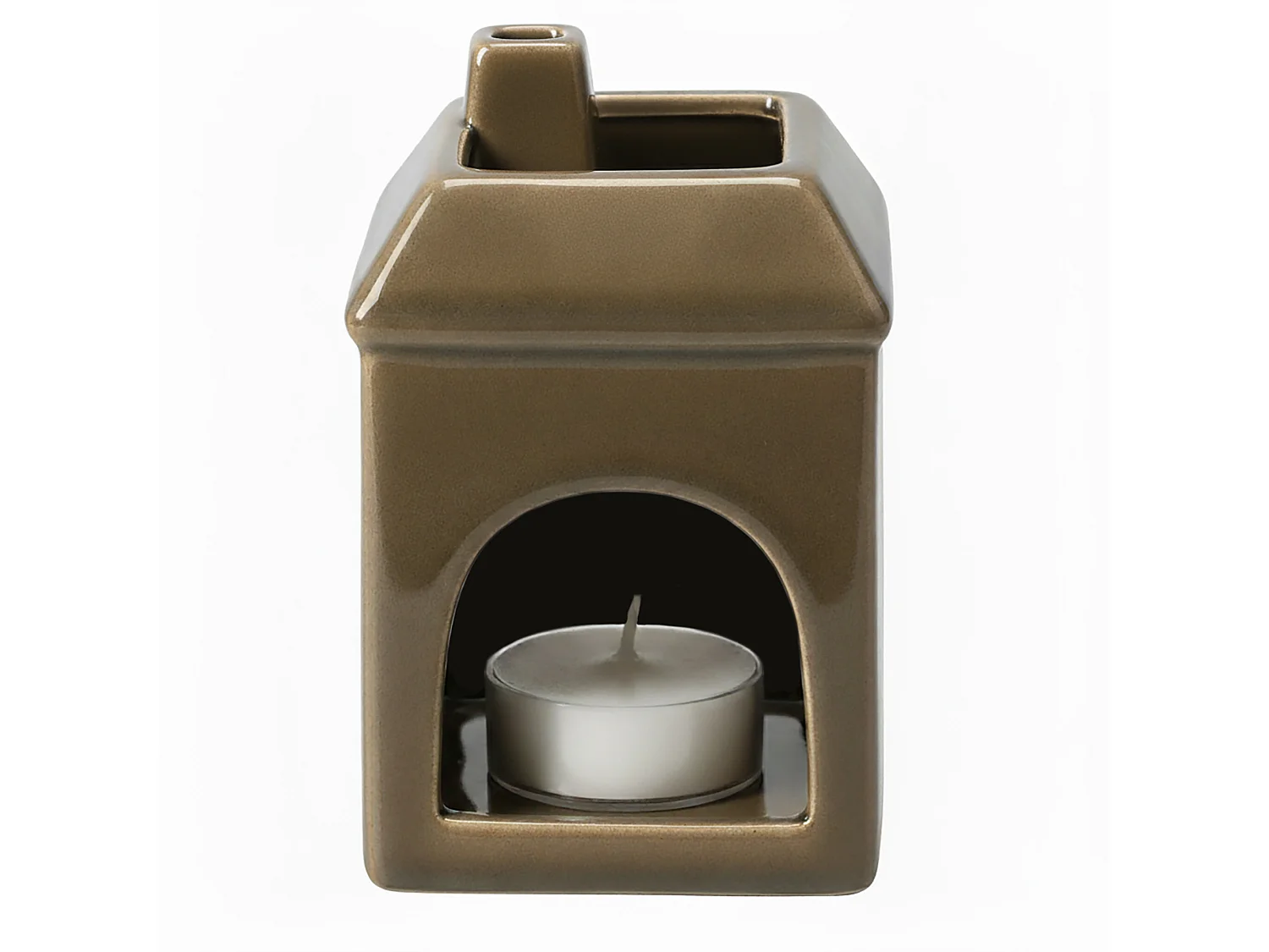 Brûle-parfum maison décoratif en dolomite blanc 6,5x6,5x9,7 cm
