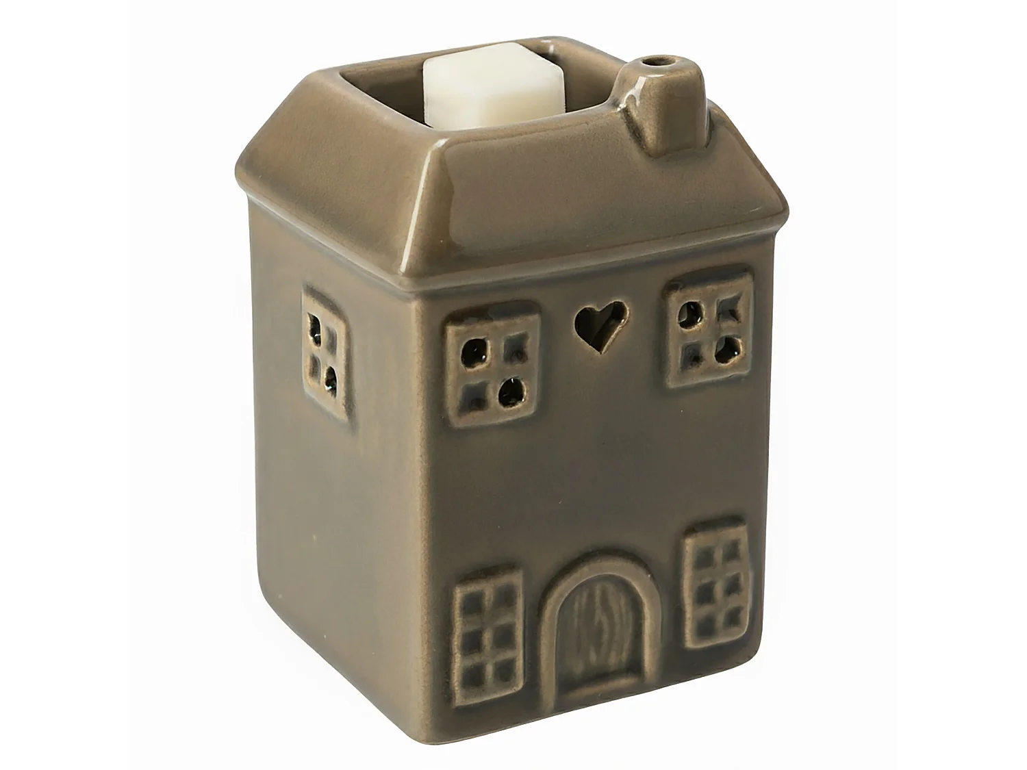 Brûle-parfum maison décoratif en dolomite blanc 6,5x6,5x9,7 cm
