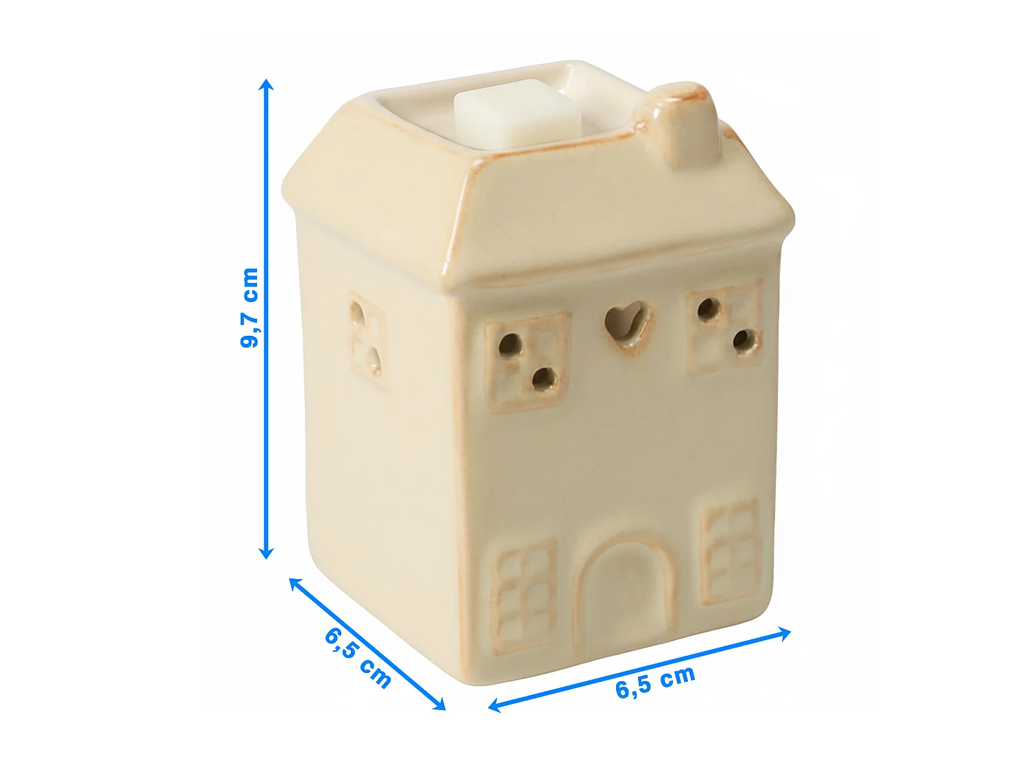 Brûleur à parfum maison décoratif en dolomite blanc 6,5x6,5x9,7 cm