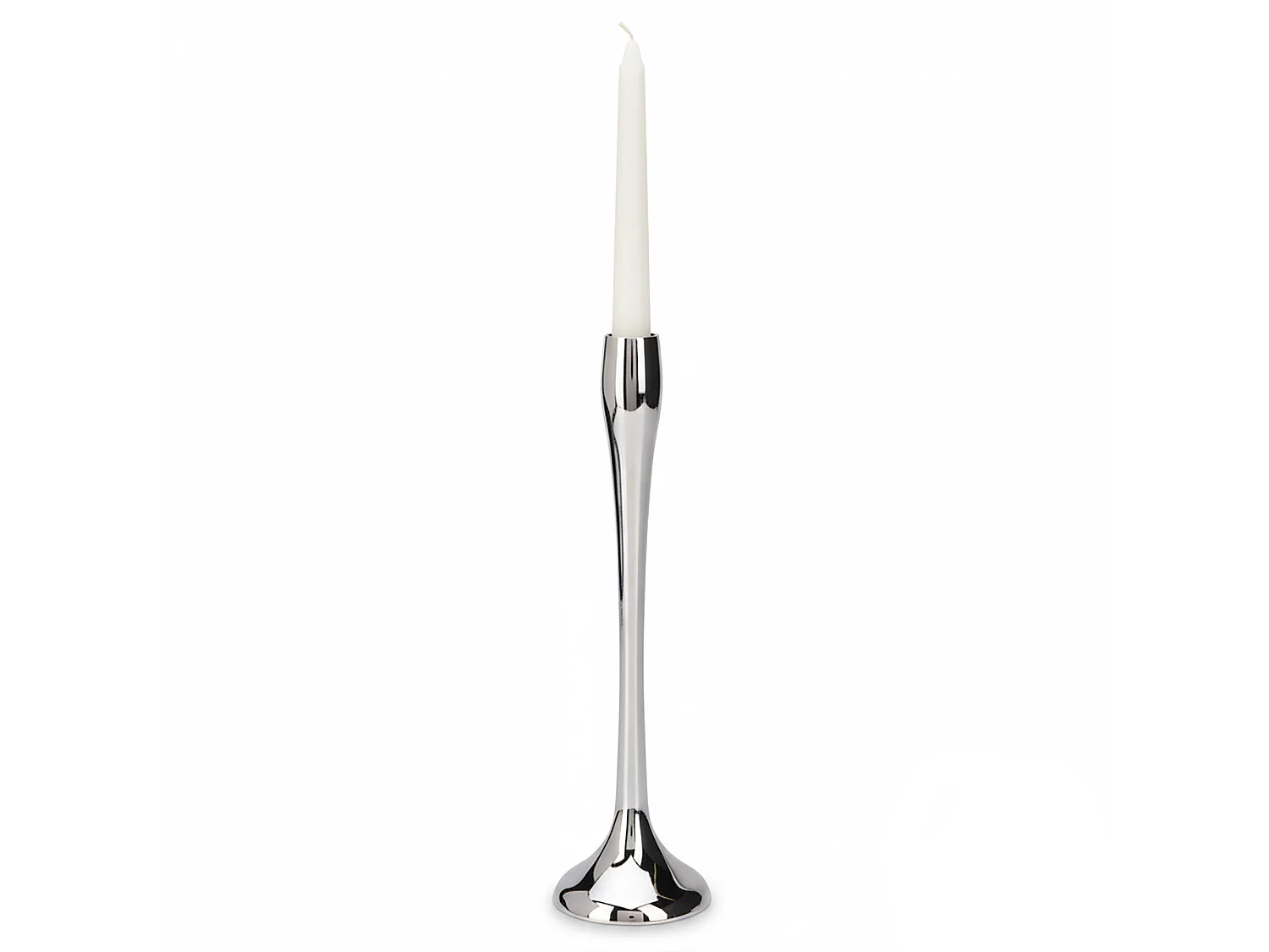 Bougeoir en aluminium pour bougie, design moderne, argenté, 8,5x8,5x25,5 cm