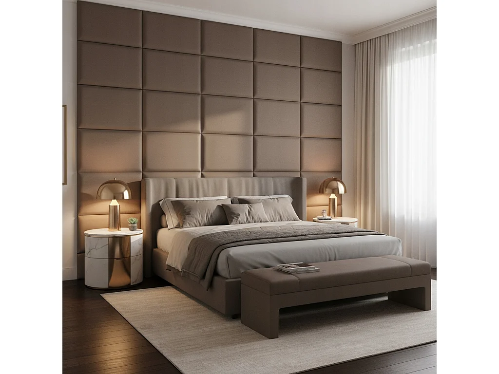 Panneau mural rembourré rectangulaire doux velours Smart Velvet gris 30x50 cm