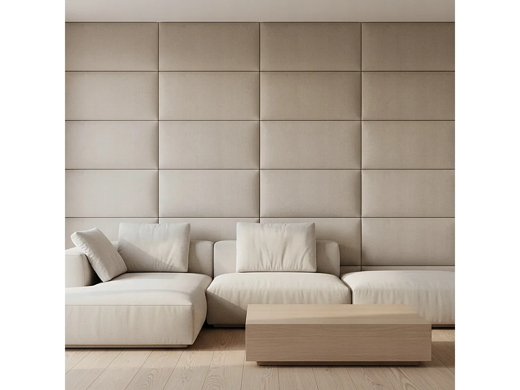 Gestoffeerd wandpaneel rechthoekig zacht velours wit 30x90 cm