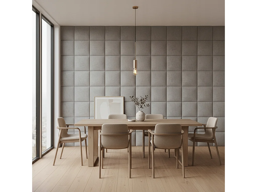 Panneau mural capitonné carré en velours Smart Velvet gris 30x30 cm