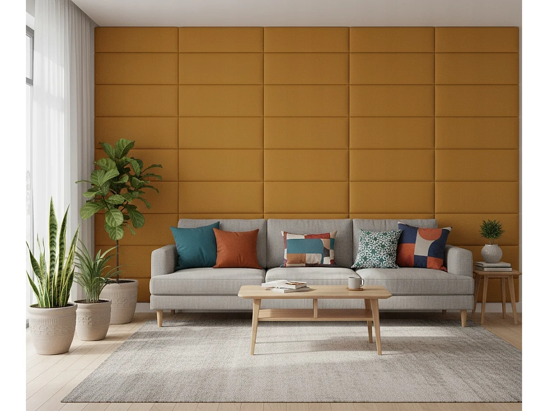 Gestoffeerd wandpaneel vierkant zacht Smart Velvet geel 40x40 cm