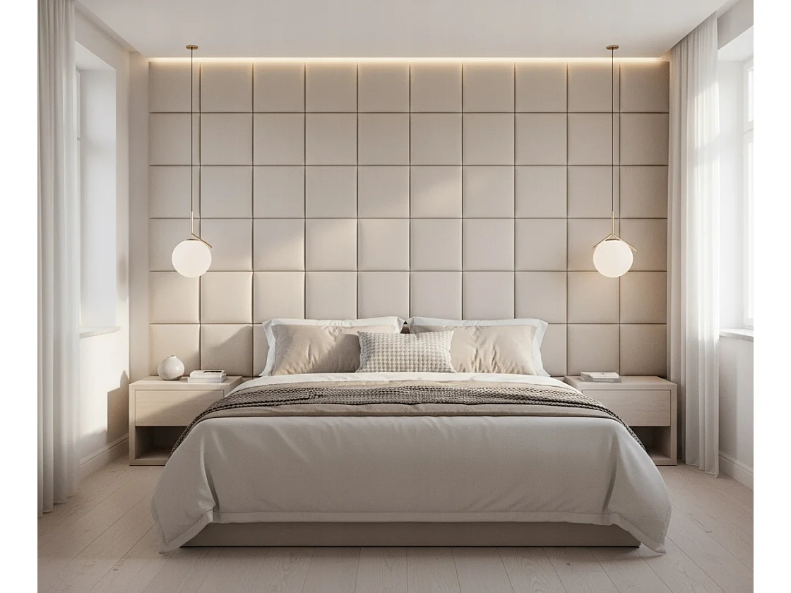 Panneau mural rembourré carré doux velours Smart Velvet blanc 40x40 cm