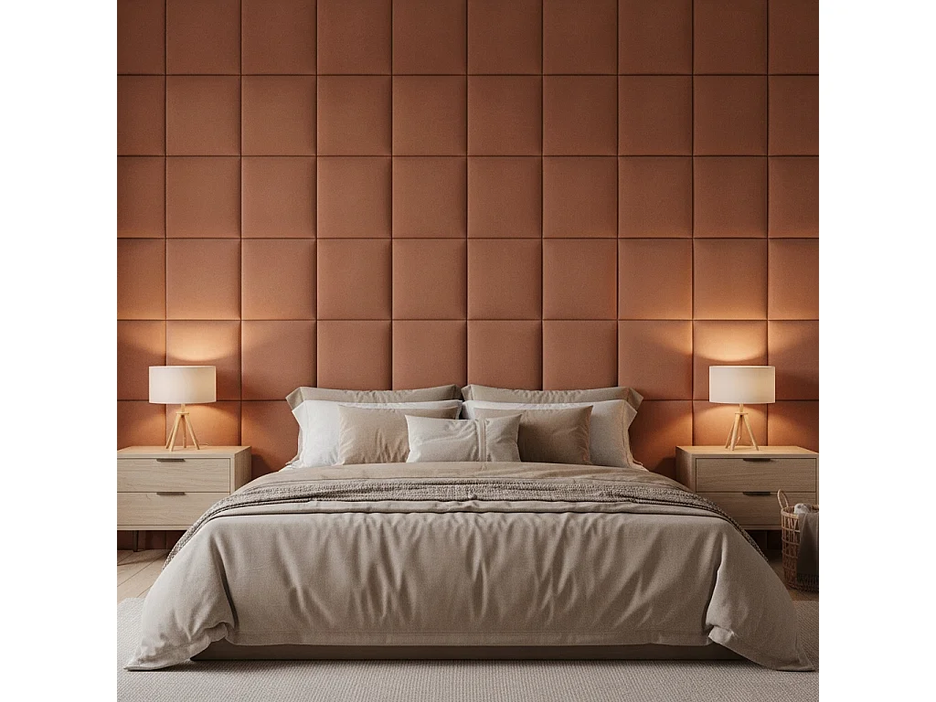 Panneau mural capitonné carré doux velours Smart Velvet rose indien 40x40 cm