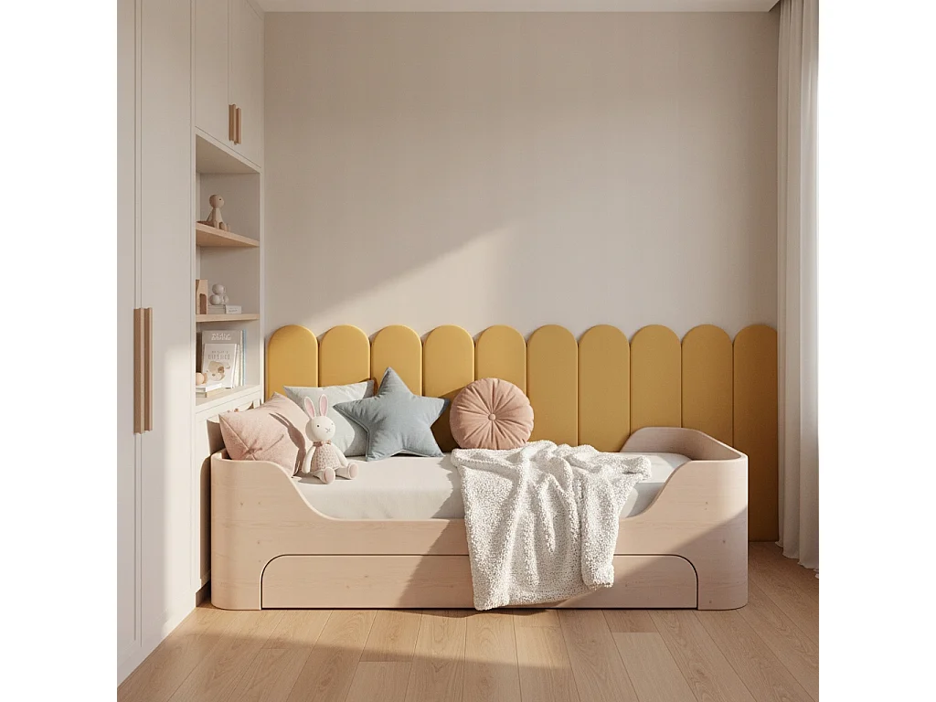Gestoffeerd wandpaneel hek Smart Velvet geel 120x15 cm