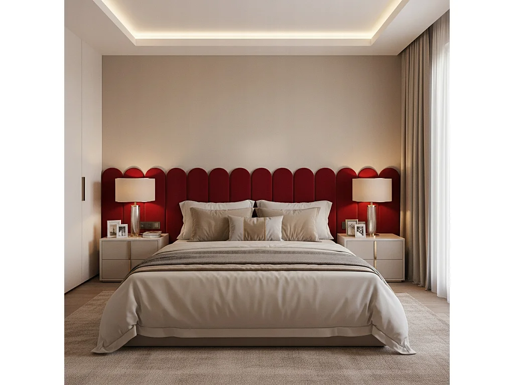 Gestoffeerd wandpaneel hekwerk Smart Velvet fluweel rood 120x20 cm