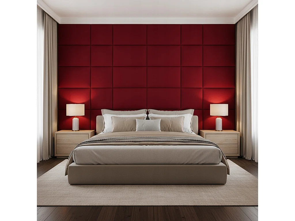 Panneau mural rembourré rectangulaire en velours Smart Velvet rouge 60x40 cm