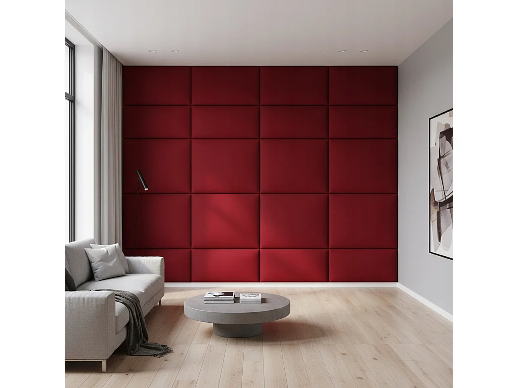 Panneau mural rembourré rectangulaire en velours Smart Velvet rouge 60x40 cm