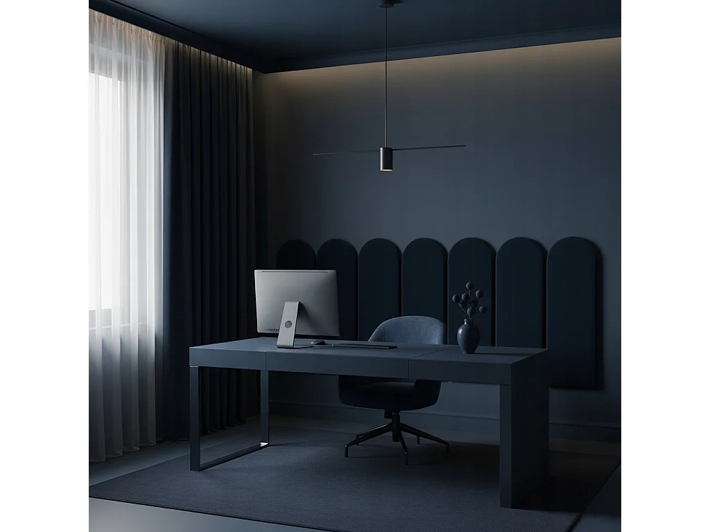 Panneau capitonné clôture en velours Smart Velvet bleu marine 120x30 cm