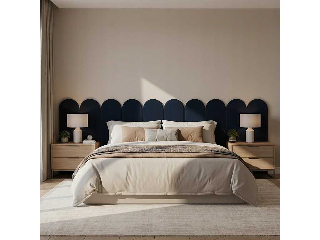 Panneau capitonné clôture mural en velours Smart Velvet bleu marine 60x20 cm