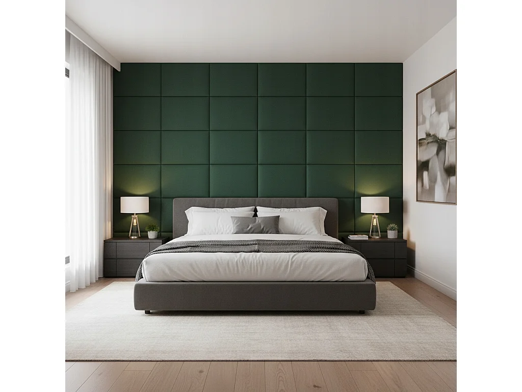 Panneau mural rembourré rectangulaire en velours Smart Velvet vert 30x60 cm