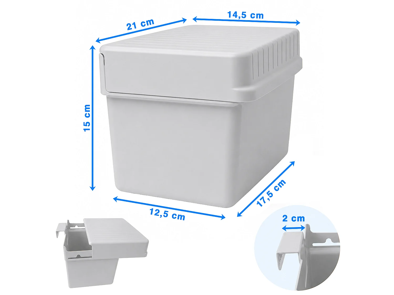 Poubelle de cuisine suspendue en plastique gris clair 21x17x14,5 cm