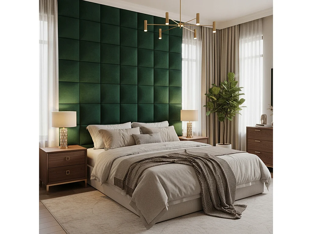 Panneau capitonné rectangulaire doux velours Smart Velvet vert 30x40 cm