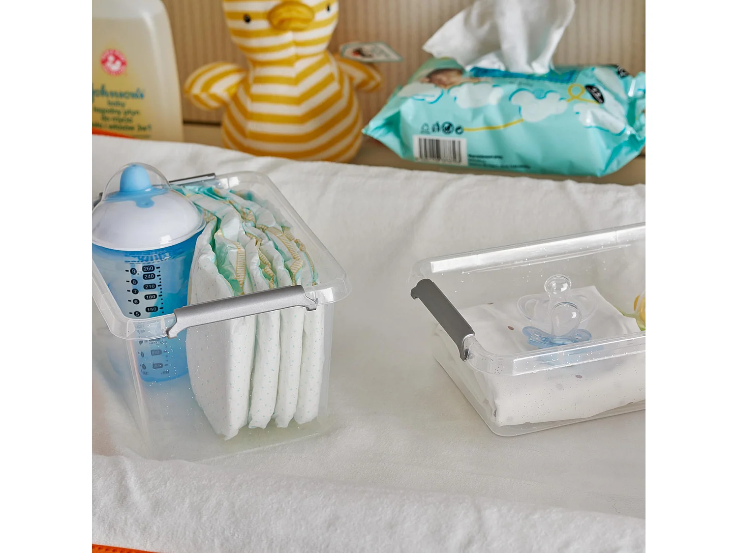 Boîte de rangement en plastique hermétique antibactérienne transparente 15x15x11,5 cm