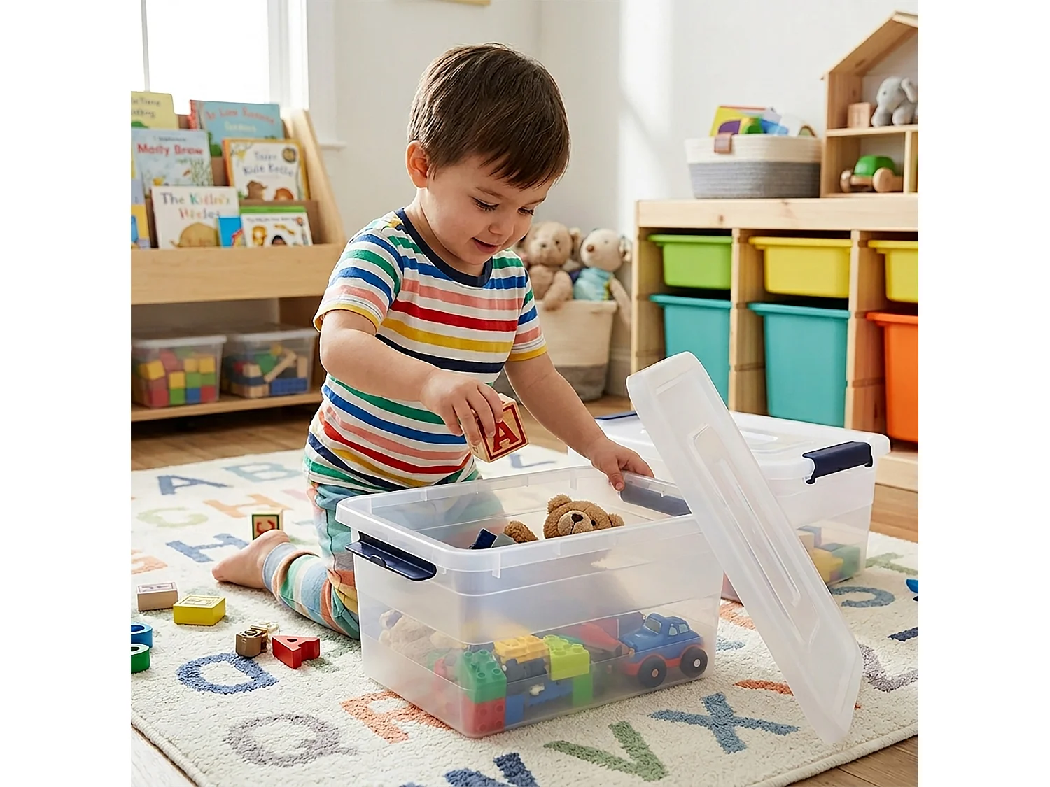 Boîte de rangement en plastique transparente 15 L avec couvercle 39x29x19,5 cm