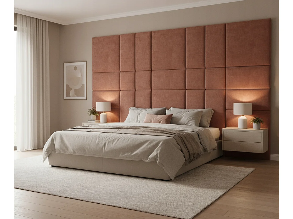 Panneau capitonné rectangulaire doux velours Smart Velvet rose indien 30x90 cm