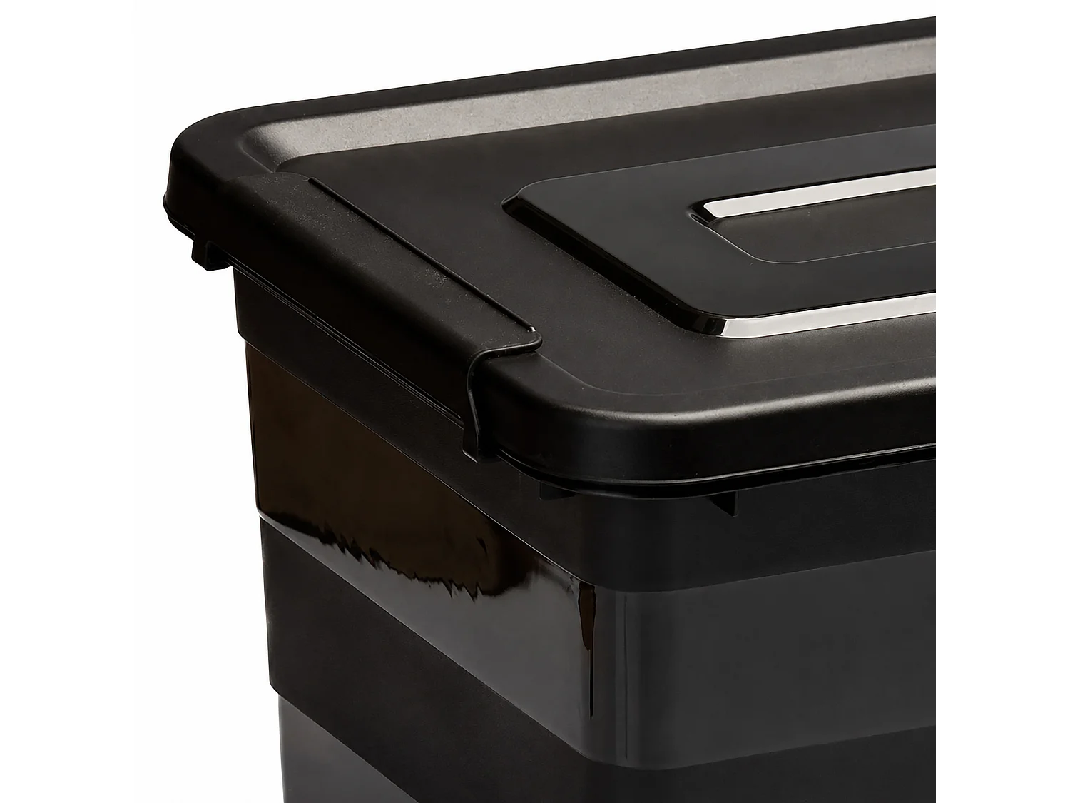 Boîte de rangement en plastique 20 L avec couvercle, noire, 39x29x27 cm