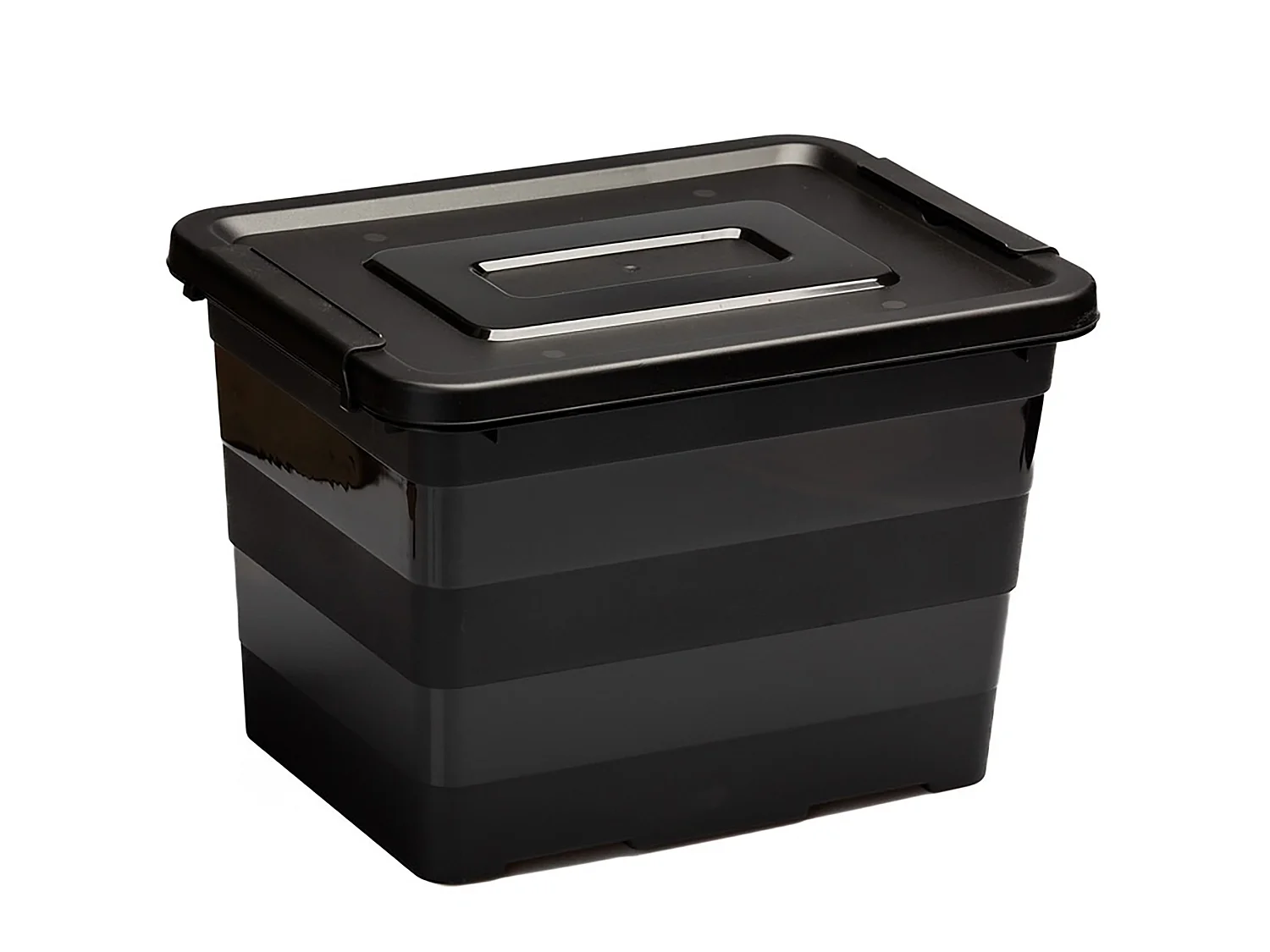 Boîte de rangement en plastique 20 L avec couvercle, noire, 39x29x27 cm