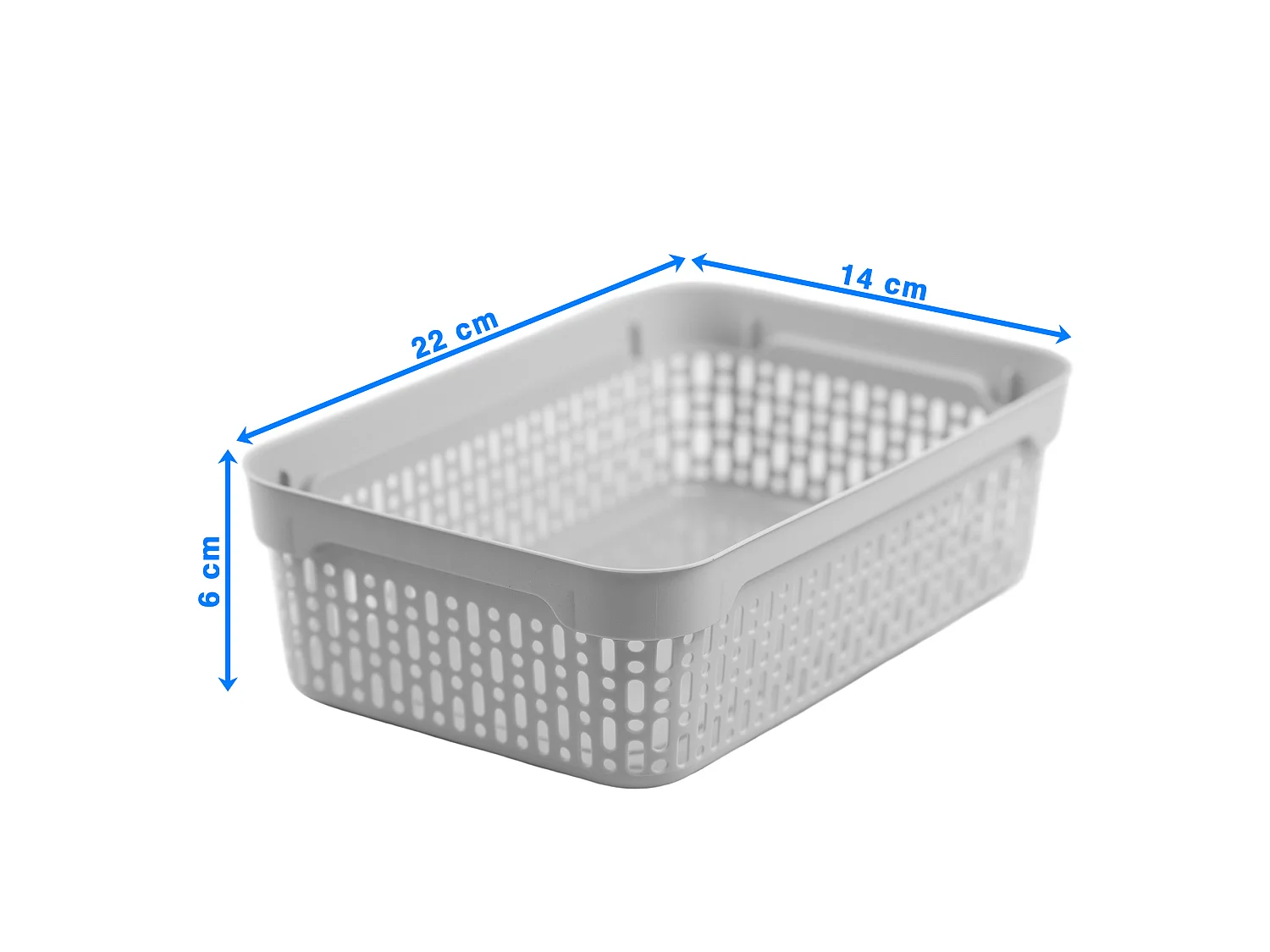 Panier ajouré en plastique pour cosmétiques gris clair 22x14x6 cm