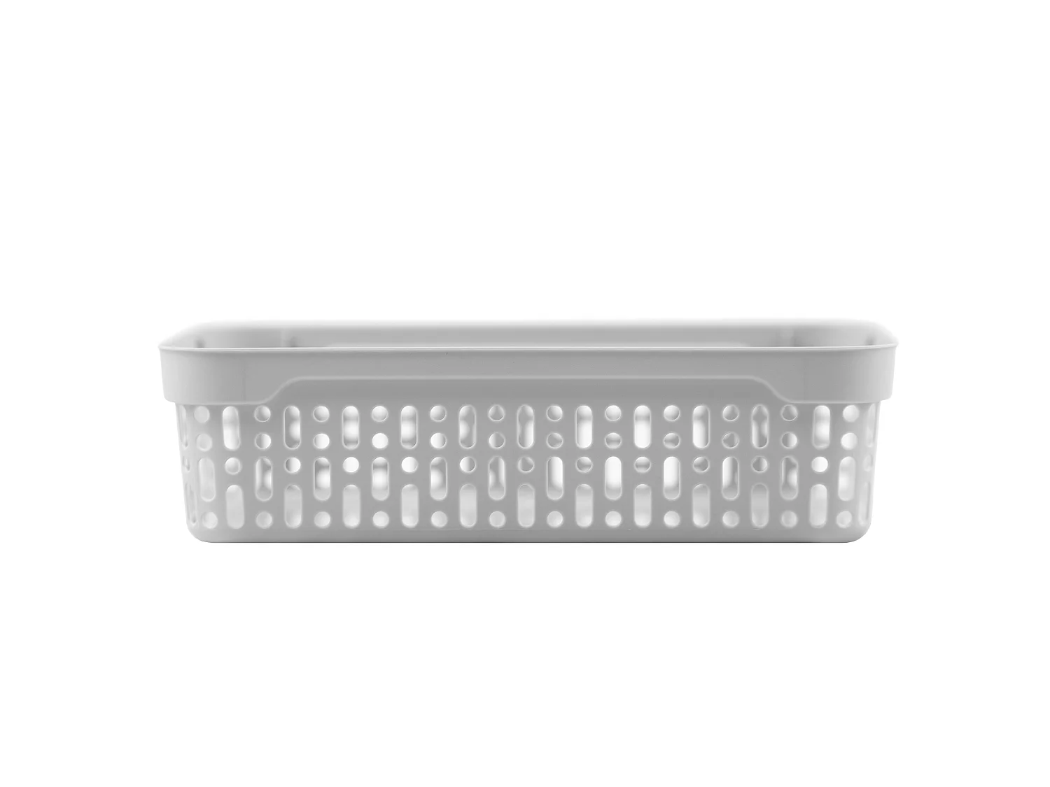 Panier ajouré en plastique pour cosmétiques gris clair 22x14x6 cm