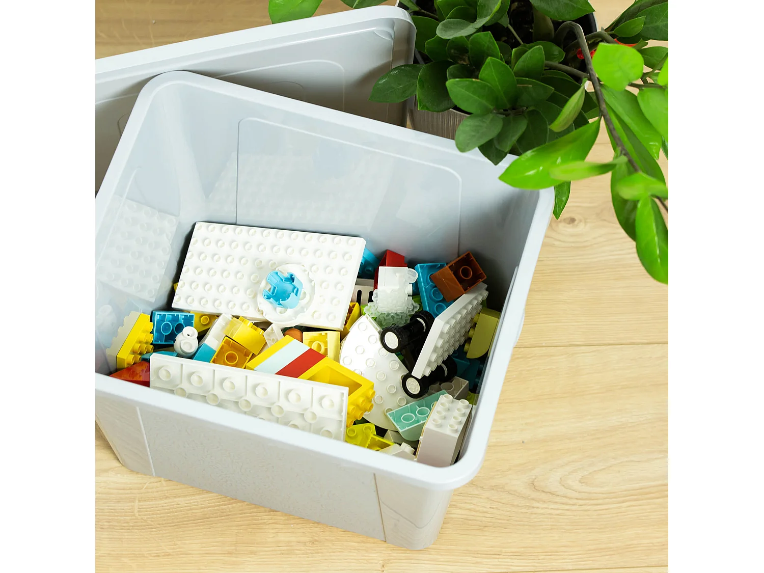 Boîte de rangement en plastique avec couvercle MultiBox décoratif gris 40x33x30 cm, 30 L