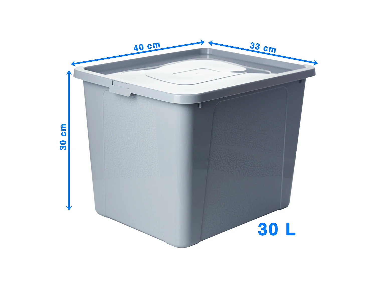 Boîte de rangement en plastique avec couvercle MultiBox décoratif gris 40x33x30 cm, 30 L