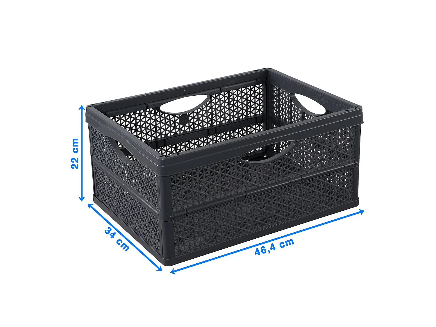 Panier pliable en plastique pour courses, noir, 46,4x34x22 cm