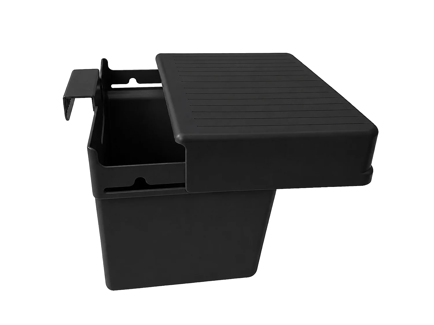 Poubelle de cuisine suspendue pour épluchures plastique noir 21x17x14,5 cm