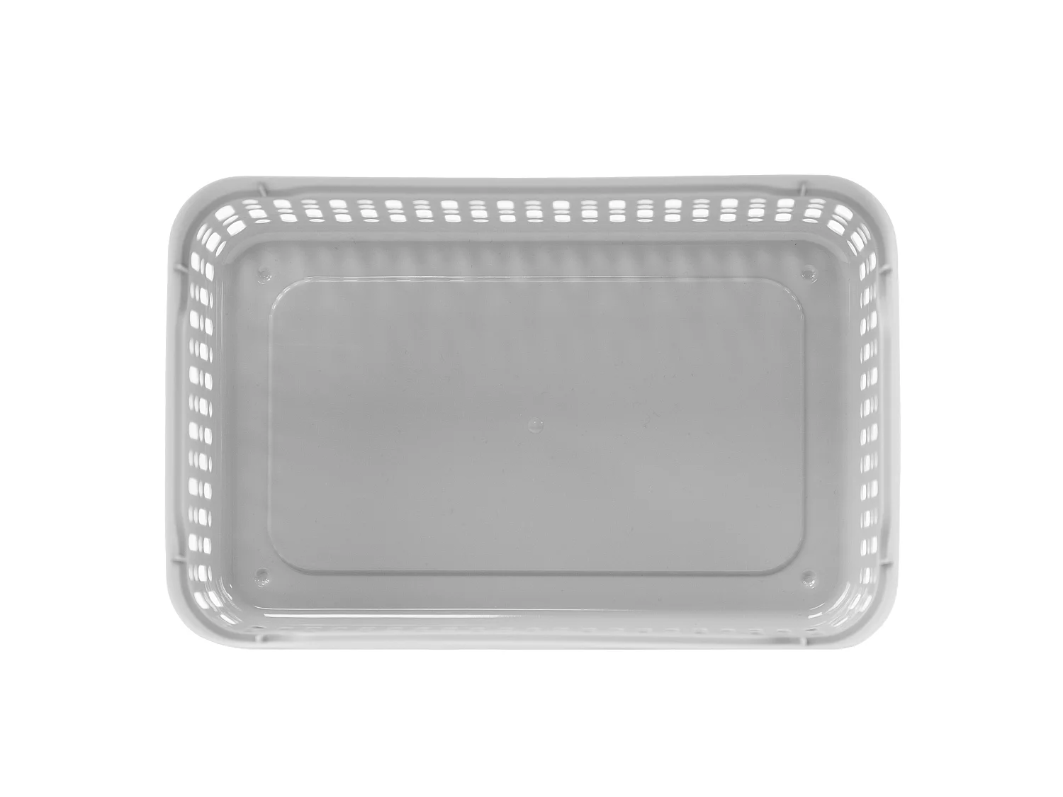Panier ajouré en plastique pour cosmétiques avec couvercle gris clair 30x20x9 cm