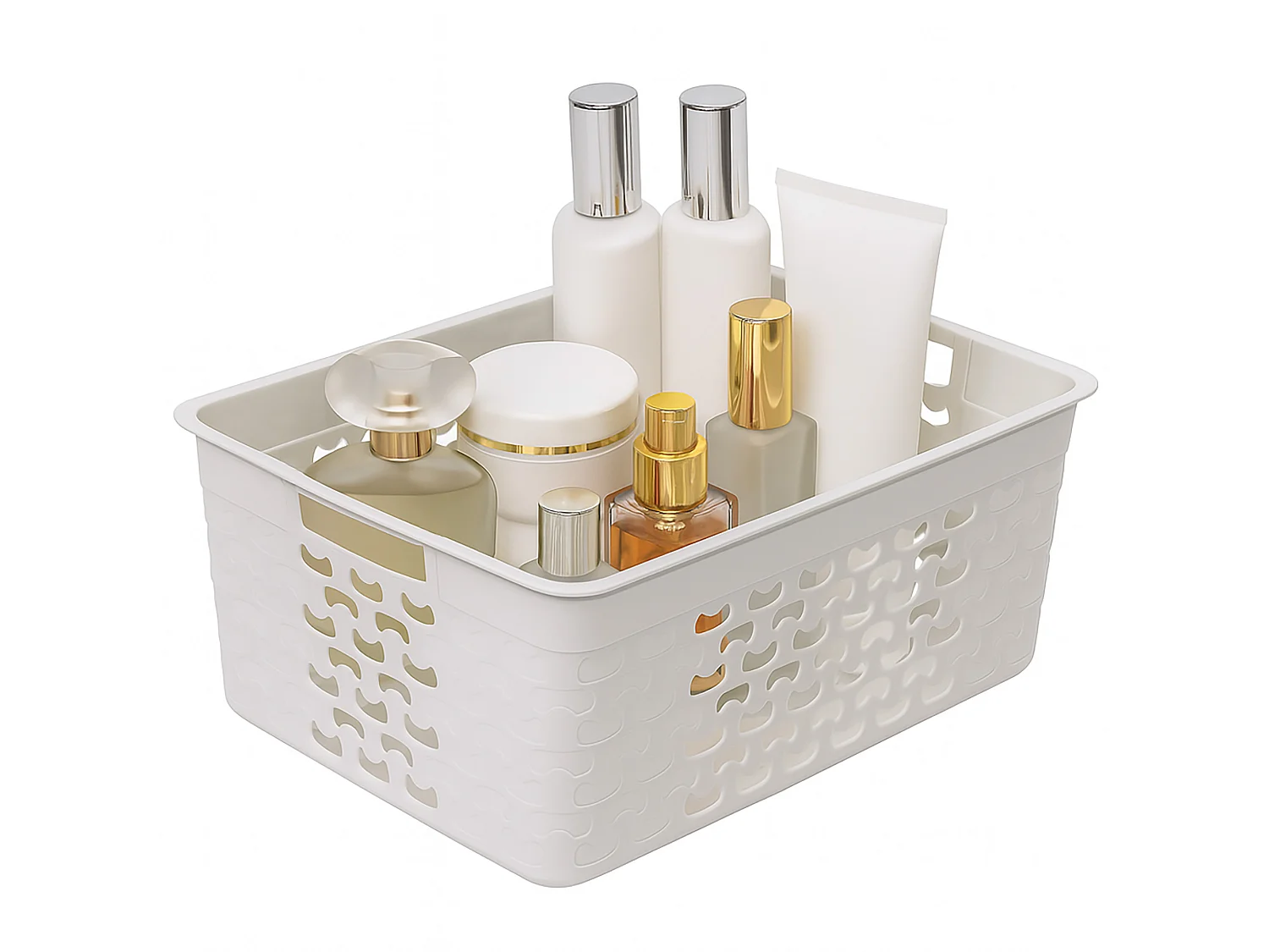 Panier de rangement ajouré en plastique blanc 33x25,2x14,9 cm