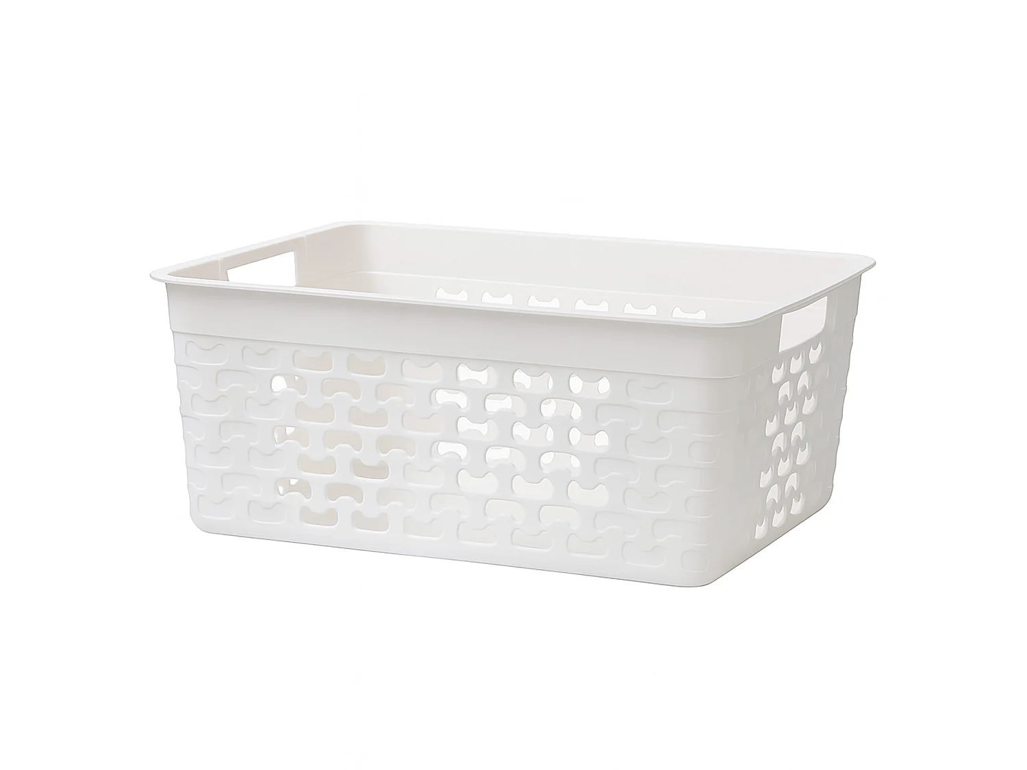 Panier de rangement ajouré en plastique blanc 33x25,2x14,9 cm