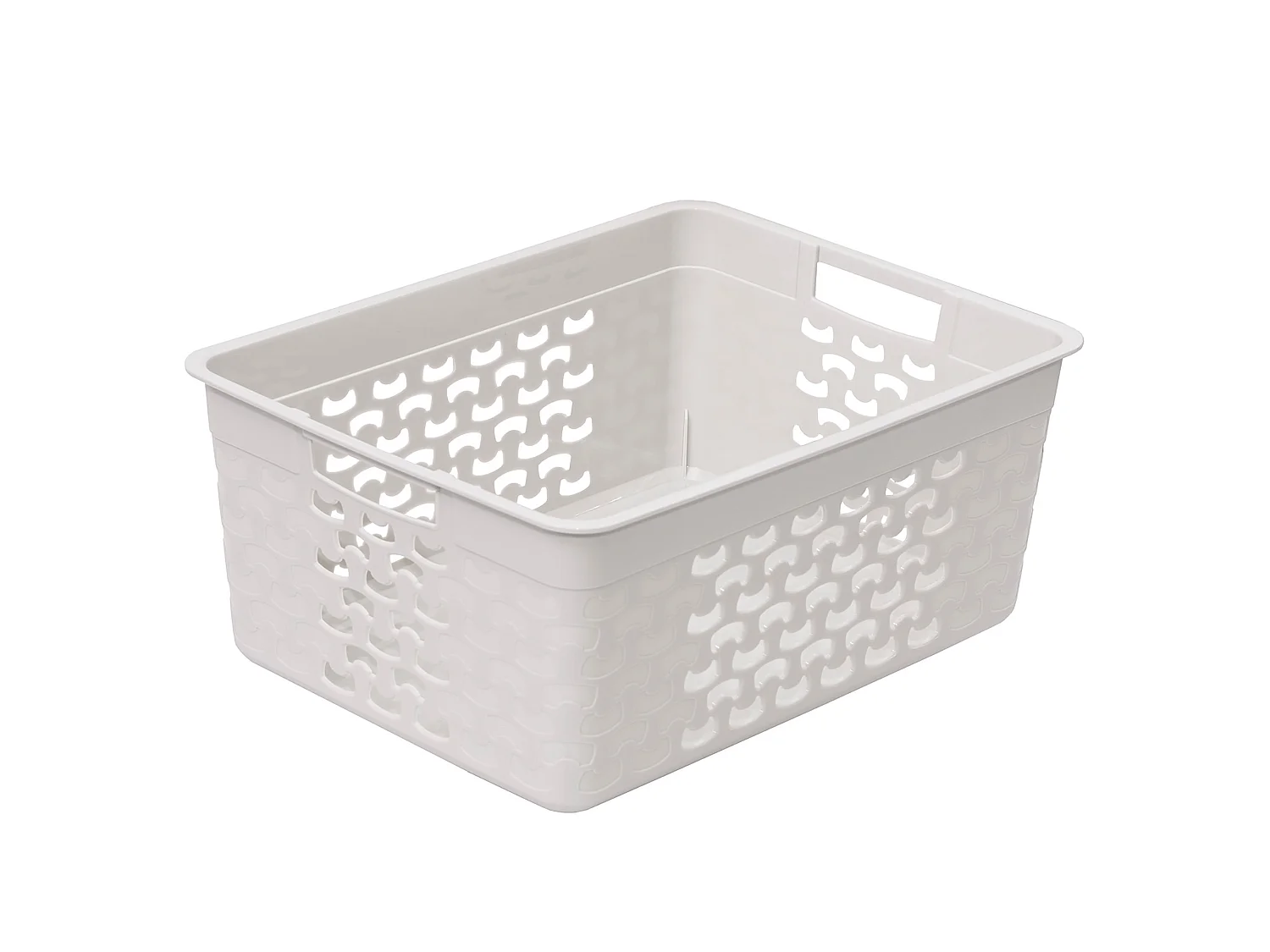 Panier de rangement ajouré en plastique blanc 33x25,2x14,9 cm
