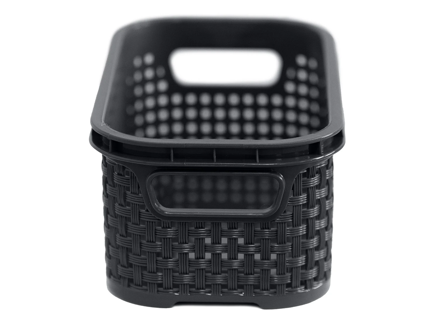 Panier de rangement effet rotin plastique anthracite 1 L 19x11x7,5 cm