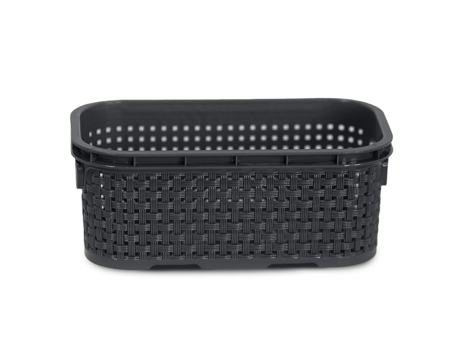Panier de rangement effet rotin plastique anthracite 1 L 19x11x7,5 cm