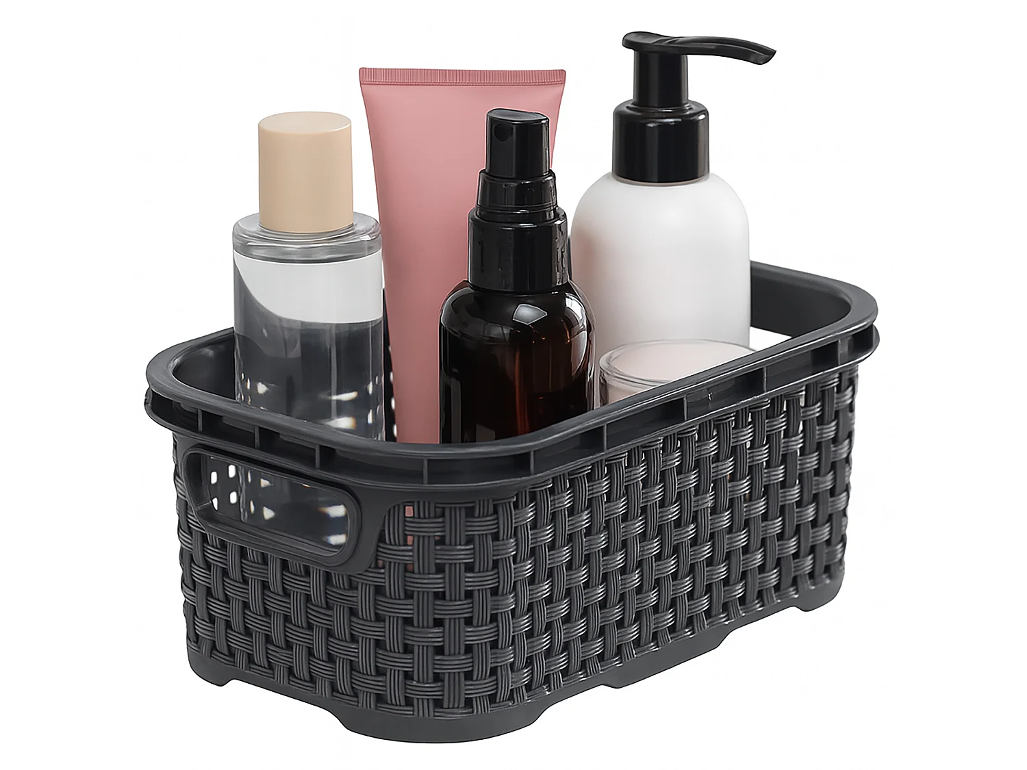 Panier de rangement effet rotin plastique anthracite 1 L 19x11x7,5 cm