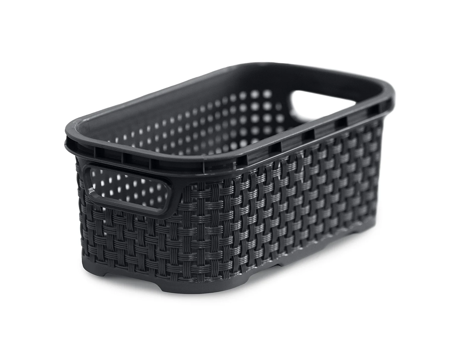 Panier de rangement effet rotin plastique anthracite 1 L 19x11x7,5 cm