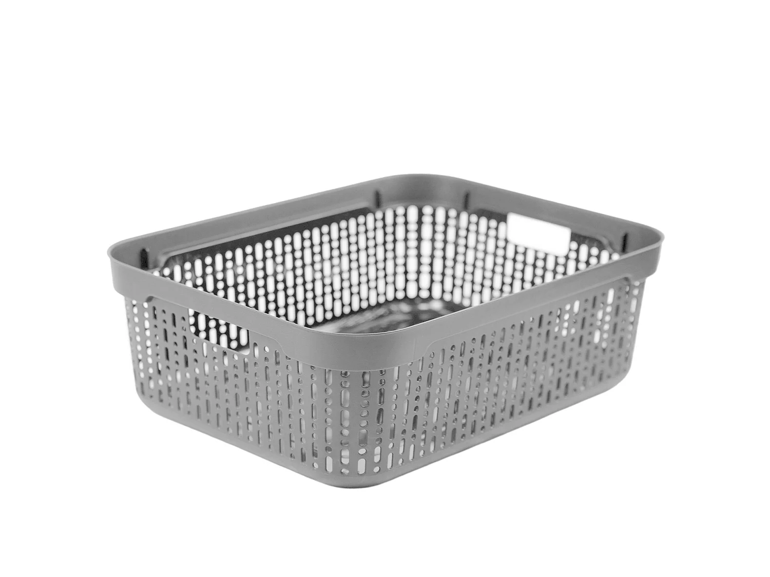 Panier ajouré en plastique pour cosmétiques avec couvercle gris clair 39.5x30x13 cm