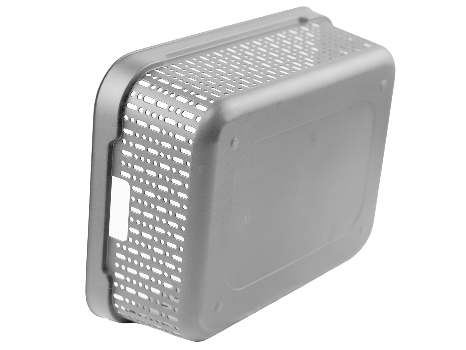 Panier ajouré en plastique pour cosmétiques avec couvercle gris clair 39.5x30x13 cm