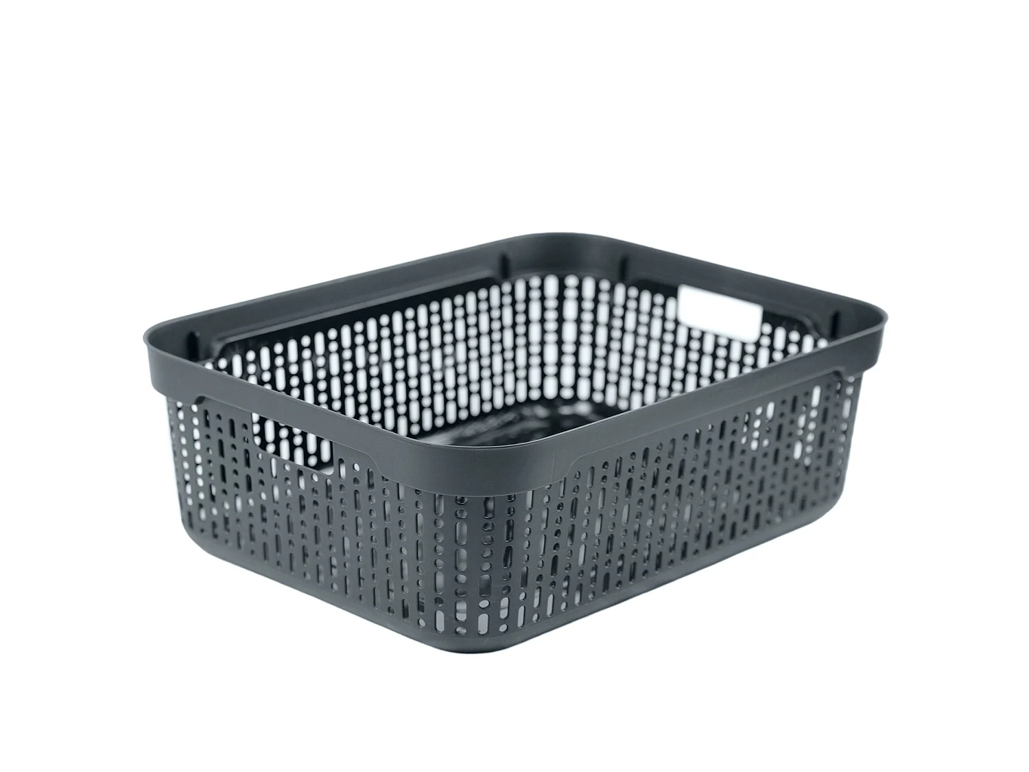 Panier ajouré avec couvercle plastique gris 39.5x30x13 cm