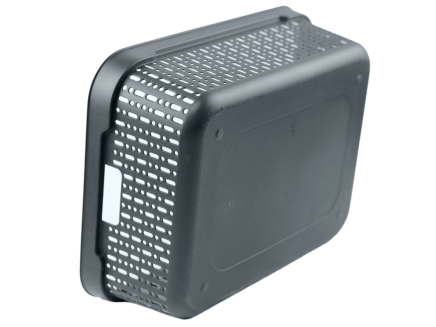 Panier ajouré avec couvercle plastique gris 39.5x30x13 cm