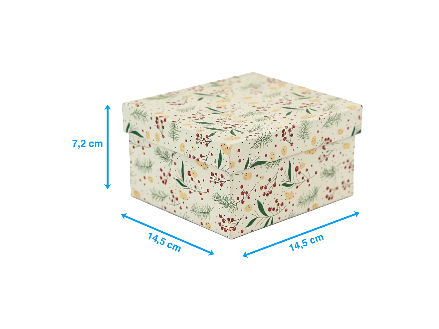 Boîte cadeau de Noël en carton crème 14,5x14,5x7 cm