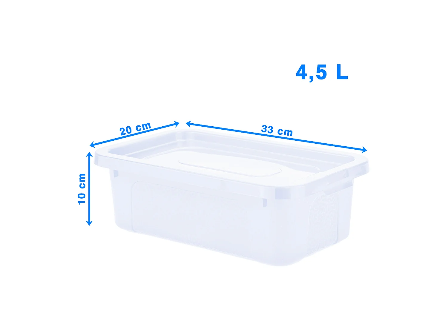 Boîte de rangement en plastique avec couvercle transparente 33x20x10 cm, 4,5 L