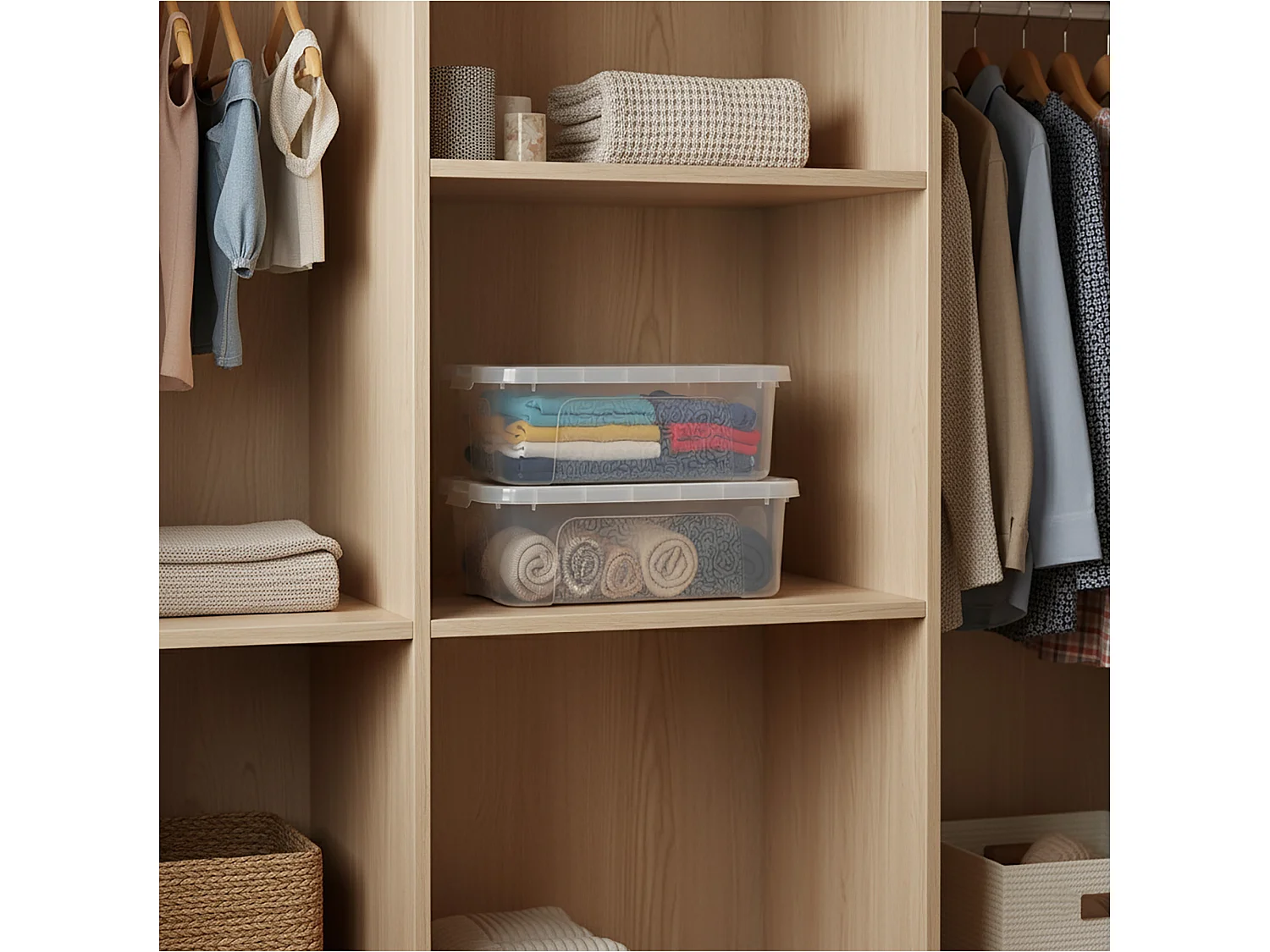 Boîte de rangement en plastique avec couvercle transparente 33x20x10 cm, 4,5 L