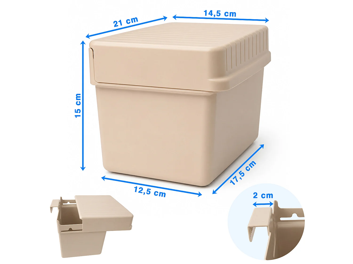 Poubelle de cuisine suspendue pour épluchures plastique beige 21x17x14,5 cm