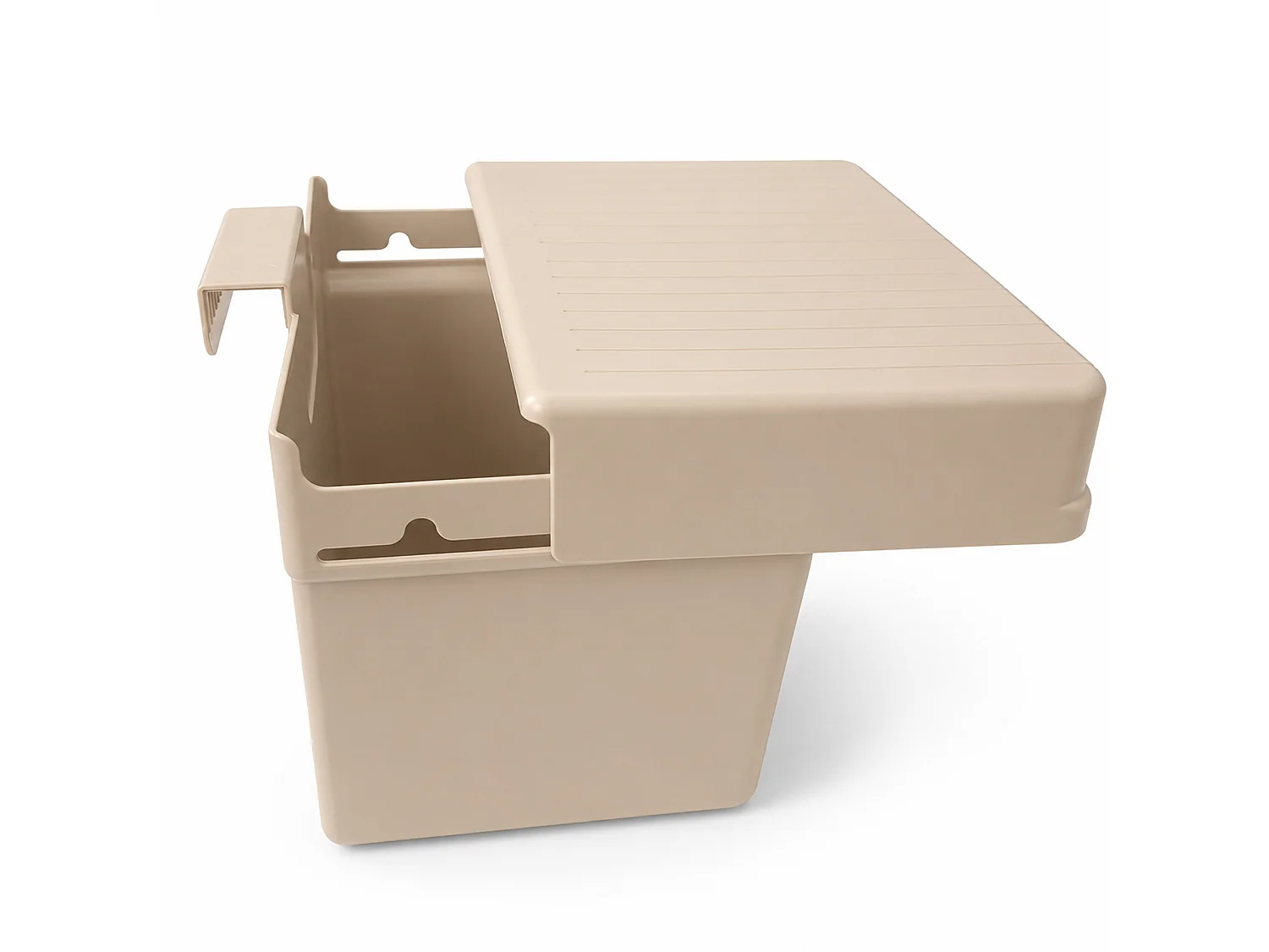 Poubelle de cuisine suspendue pour épluchures plastique beige 21x17x14,5 cm