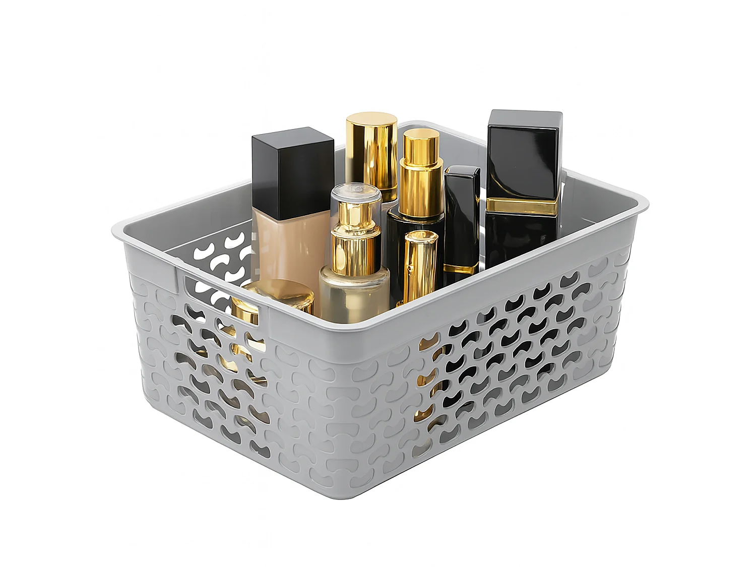Panier de rangement ajouré en plastique gris clair 33x25,2x14,9 cm