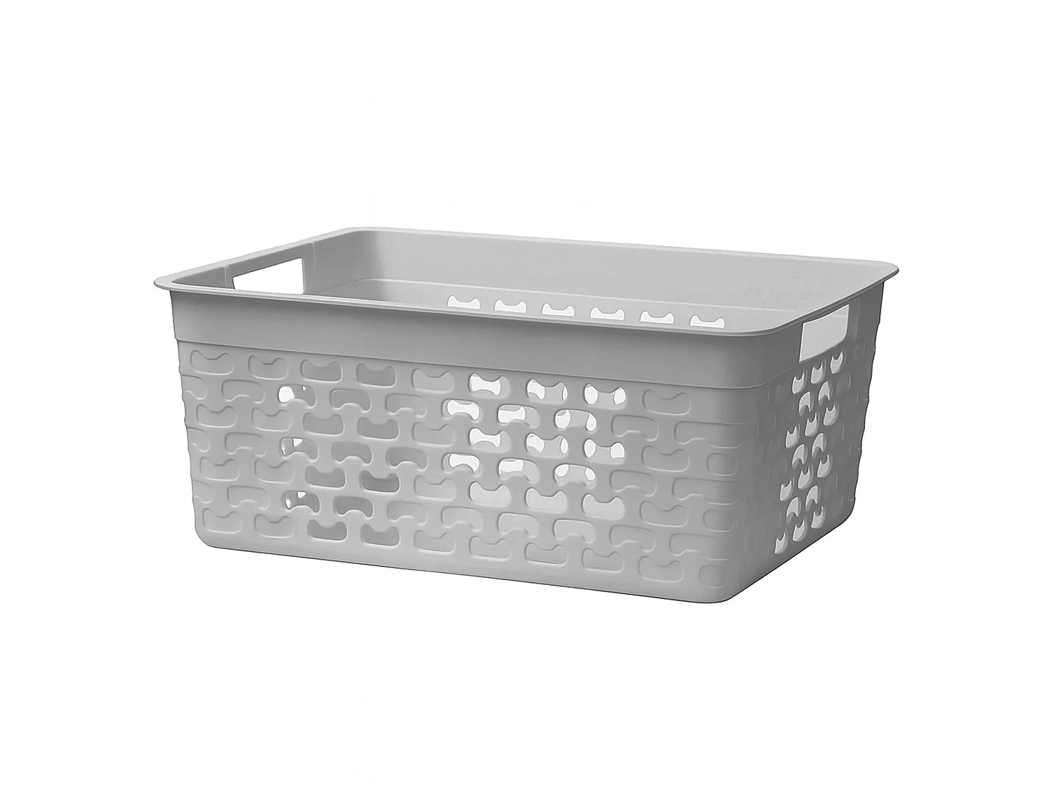 Panier de rangement ajouré en plastique gris clair 33x25,2x14,9 cm